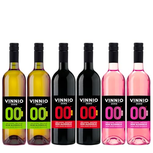 VINNIO - Vino sin alcohol 0,0 Premium Blanco, Tinto y Rosado | Caja de 6 botellas x 0,75 cl (DEGUSTACION 6UD.)