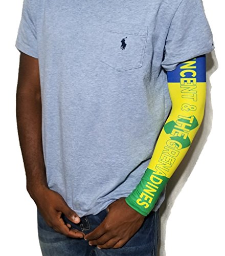 BUNFIREs St vincent and the Grenadines Vincy Flag Arm or Calf Sleeve Medium size 1 Sleeve For Men Women Sunblock Cooler Protective Sports