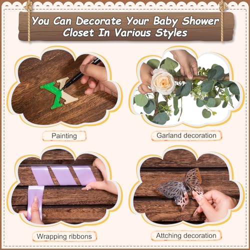 Image of Wooden Baby Shower Crate Closet, Baby Baskets Custom Baby Gifts for Boys and Girls with Baby Hangers, Personalized Basket for Pregnancy New Parent