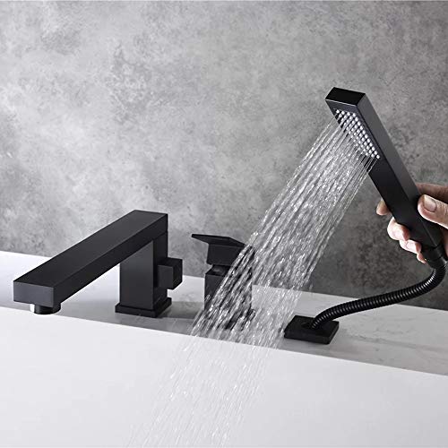 Robinet de baignoire avec douche à main chromé et mitigeur pont - 6