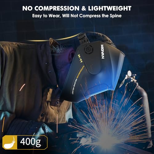 Image of Welding Helmet Auto Darkening, MIGVAN True Color Welding Hood Solar Powered with 2 Arc Sensors, Optical Filtering Tech Welding Mask,Wide Shade 4 /5-9 /9-13 for ARC TIG MIG Grind Welding Helmets for Men