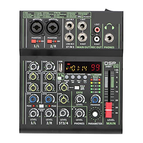 Mezclador controlador de DJ Mini mezclador de 4 canales Individual + 48V 99 DSP Efectos Bluetooth...