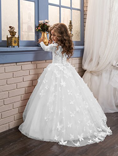 Abaowedding Lovely Flower Girl Dress Lace Long Sleeves Prom Gown2