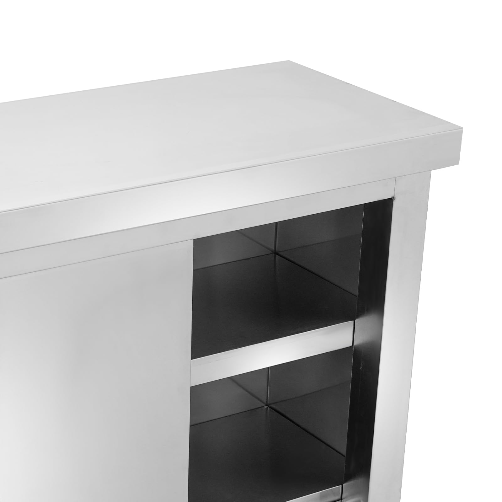 Arbeitsschrank mit Schiebetüren 80cm Edelstahl Arbeitstisch mit Unterschrank Kommerzieller Edelstahltisch Küchen Arbeitstisch Gastro-Edelstahlschrank für Küchen, Restaurant (80x40cm)