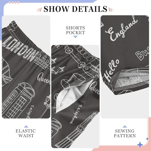 London Bus Queen Print Boys Long Pants Soft Trousers Elastic Waist Kids Lounge Bottoms with Pockets S-XL4