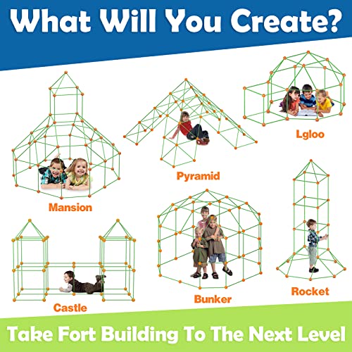 Tiny Land Kids-Fort-Building-Kit-80 Pieces-Creative Fort Toy For 5,6,7,8 Years Old Boy & Girls-Stem Building Toys Diy Castles Tunnels Play Tent Rocket Tower Indoor And Outdoor Playhouse #TOP3