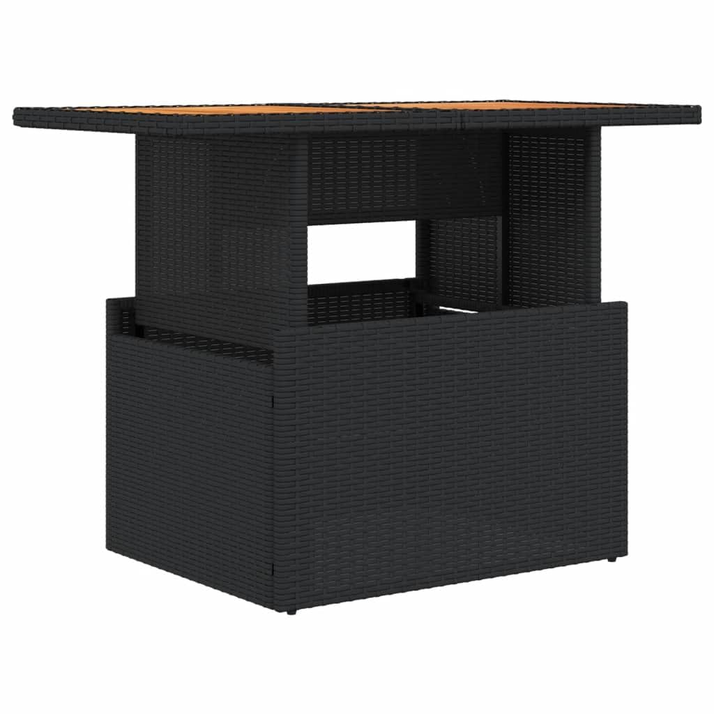 Generico Tavolo da Giardino Nero 100x55x73 cm Polyrattan e Legno Acacia,Nero,13.6kg,365976