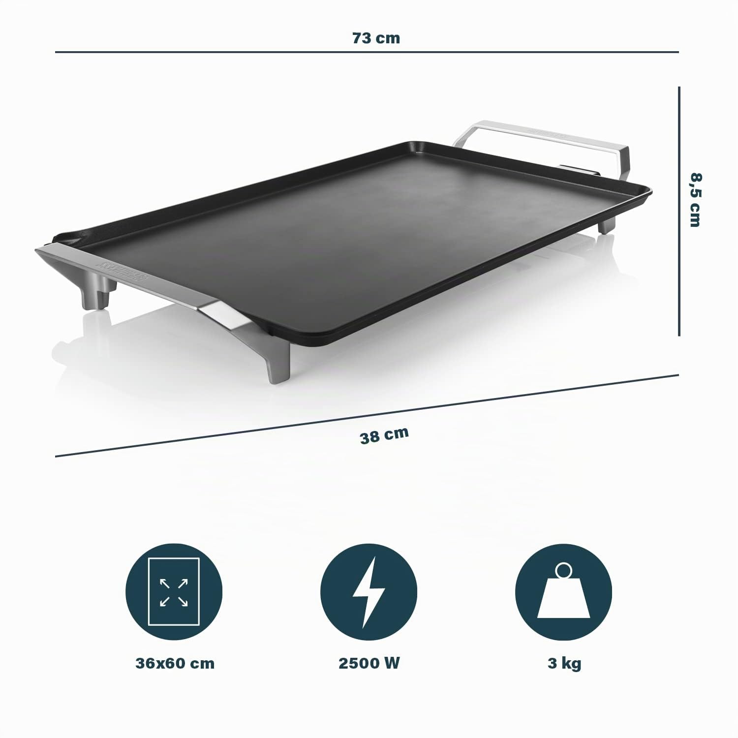Princess Table Chef Premium XXL – Plaque de cuisson teppanyaki extra large 36 x 60 cm – Thermostat réglable avec précision – Câble de 1,5 m – Gril de table – 2500 W – 103120