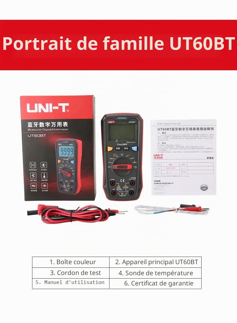 UNI-T UT60S UT60BT UT60EU Smart Digital Multimeter Bluetooth Data Transmission AC DC Voltmeter Capacitance Temperature Tester(UT60BT)