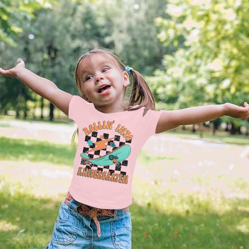 Image of Rollin Into Kindergarten Shirt Boys Girls First Day of Kindergarten T Shirts Little Kids Tee Top