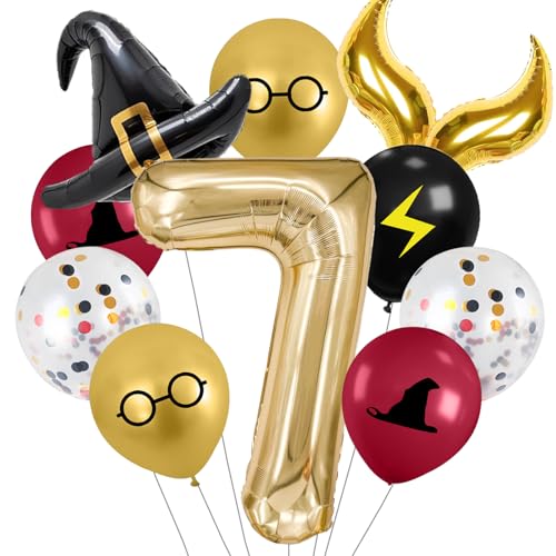 Zailo 40-Inch Number Sparkle Magic Balloons, Mystic Wizard Themed Party Decorations, Sparkle Wing Ball Balloons for Magic Themed Birthday Baby Shower Party Supplies (Number 7)