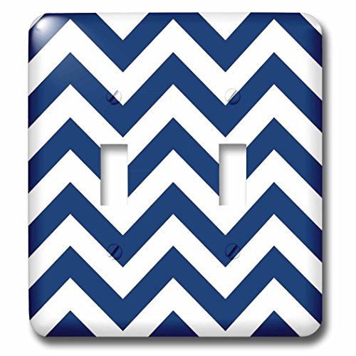 Interrupteur à bascule double motif chevrons bleu marine et blanc multicolore