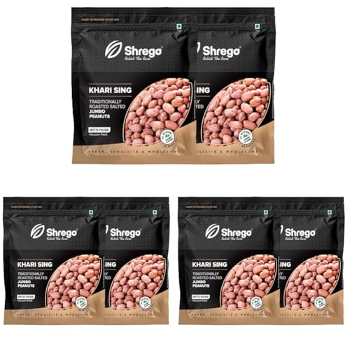 Image of SHREGO Peanut Plus Khari Sing Traditionally Roasted Salted Jumbo Peanuts, Snack and Namkeen (720 Grams) (Pack of 3)