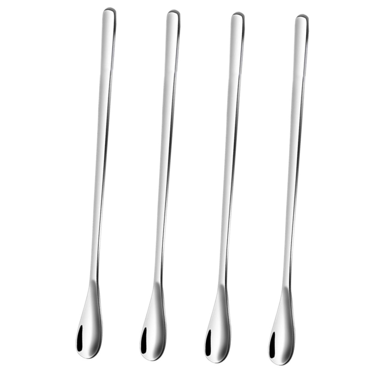 CIYODO 1 Set 4 Pcs Stainless Steel Spoon Mixing Spoons Long Handle Spoons Stir Spoon Coffee Stirrers Cocktail Mixing Spoon Coffee Stir Sticks Cocktail Mixer Spoon Coffee Whisk Silver