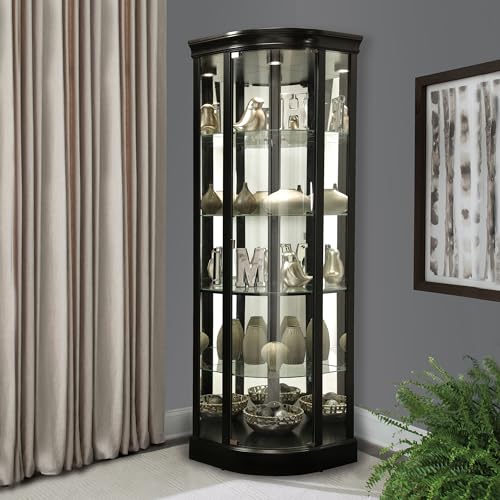 Howard Miller Marlowe II Curio Cabinet, Black Finish & Adjustable Shelves