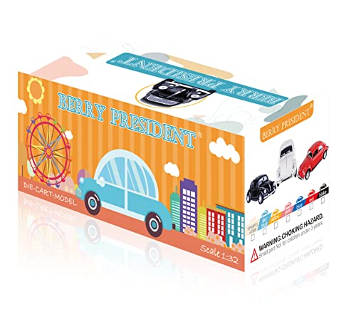 Berry President Classic 1967 Volkswagen Vw Classic Beetle Bug Vintage 1/32 Scale Diecast Metal Pull Back Car Model Toy For Gift/Kids (Beige) #TOP2