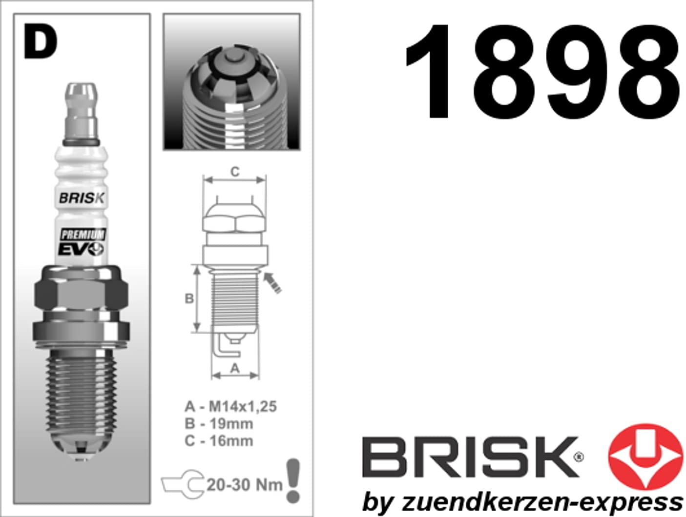 BRISK Premium EVO DR15SXC 1898 Zündkerzen, 4 Stück