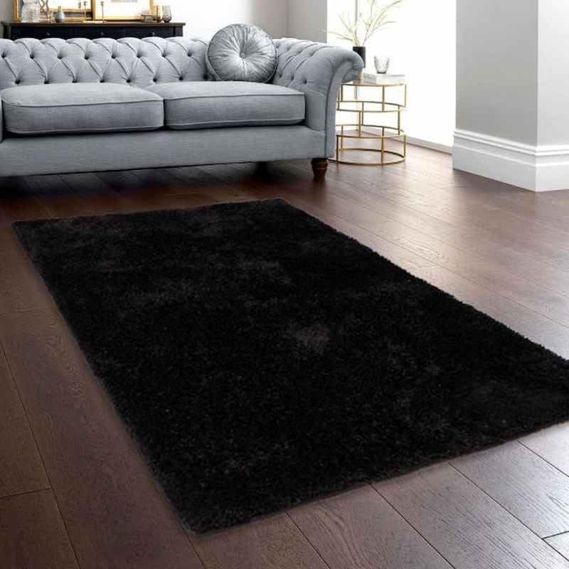 Image of Shaggy Rugs 8 X 10 FEET Soft and Cozy Carpet for Living Room & Hall, Bedroom, and Kids Room Non-Slip, High Pile, Machine Washable, Perfect for Any Room (Soft Black)