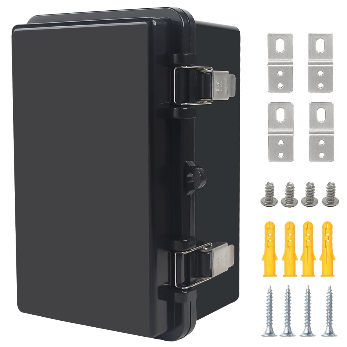 Junction Box,IP67 Waterproof Electrical Box Hinged Clear Cover Stainless Steel Latch Project Box Enclosure with Mounting Plate & Wall Bracket, Black 11.8 x 7.9 x 6.7inch(300x200x170mm) — Amazon image 32