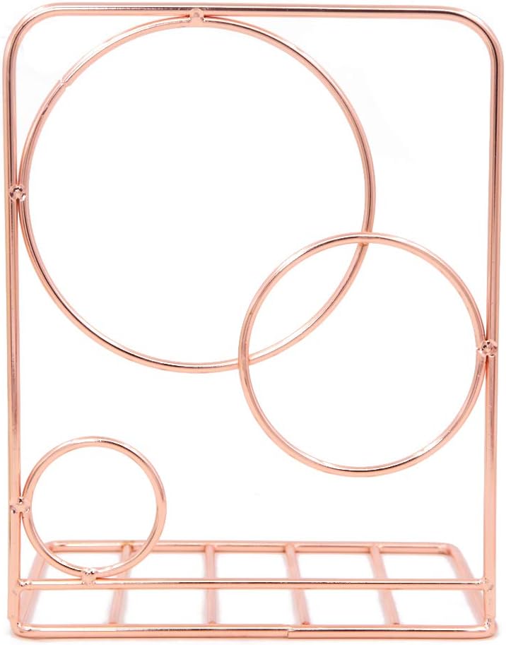 Winterworm Metal Bookends Book Ends Heavy Duty Modern Decorative for Bedroom Library Office School Book Display Desktop Organizer Gift(Round Rose Gold) image 4