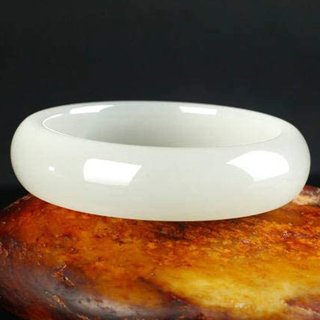 XYEJL Xinjiang a Cargo Hetian Giada Braccialetto Diaspro Giada Braccialetto,Bracciale Calcedonio Verde Imperiale,Rotondo Moda Regalo d'Amore Porta Felicità Salute E Buona Fortuna per La Madre,78~82mm