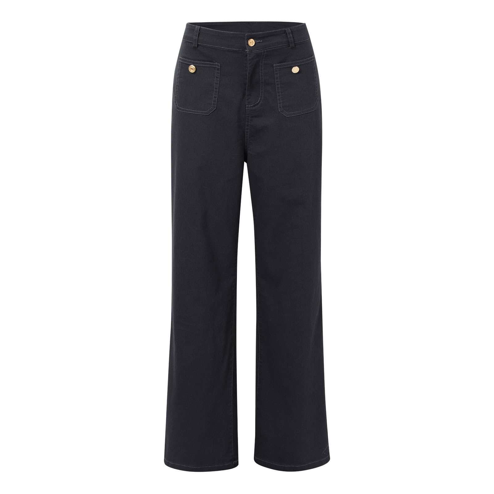 Jeans femmes délavé micro corne grande taille à jambe large et ample - 4