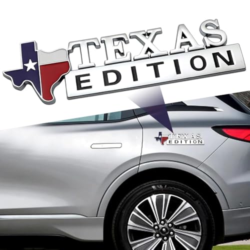 Image of 2 PCS Texas Edition Emblem, 3D Metal Texas Badge Car Decals, State Flag Logo Stickers, Car Body Emblem Modification Accessories, Universal for Most Cars Truck SUV (Silver)