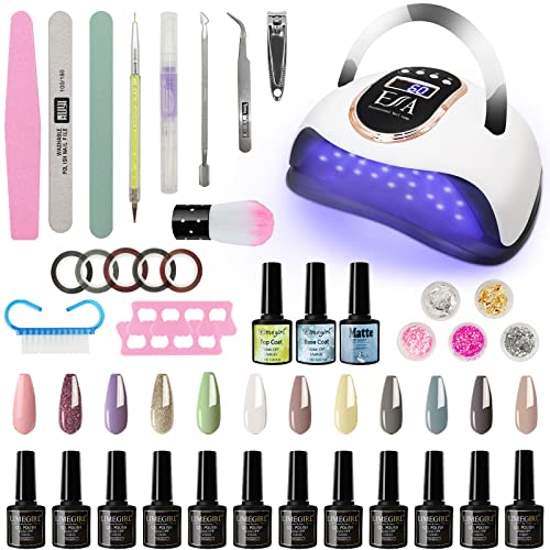 EFATOPRO kit semipermanente unghie，fornetto unghie semipermanente 168W, 12 colori smalto semipermanente, Set di fresa per unghie