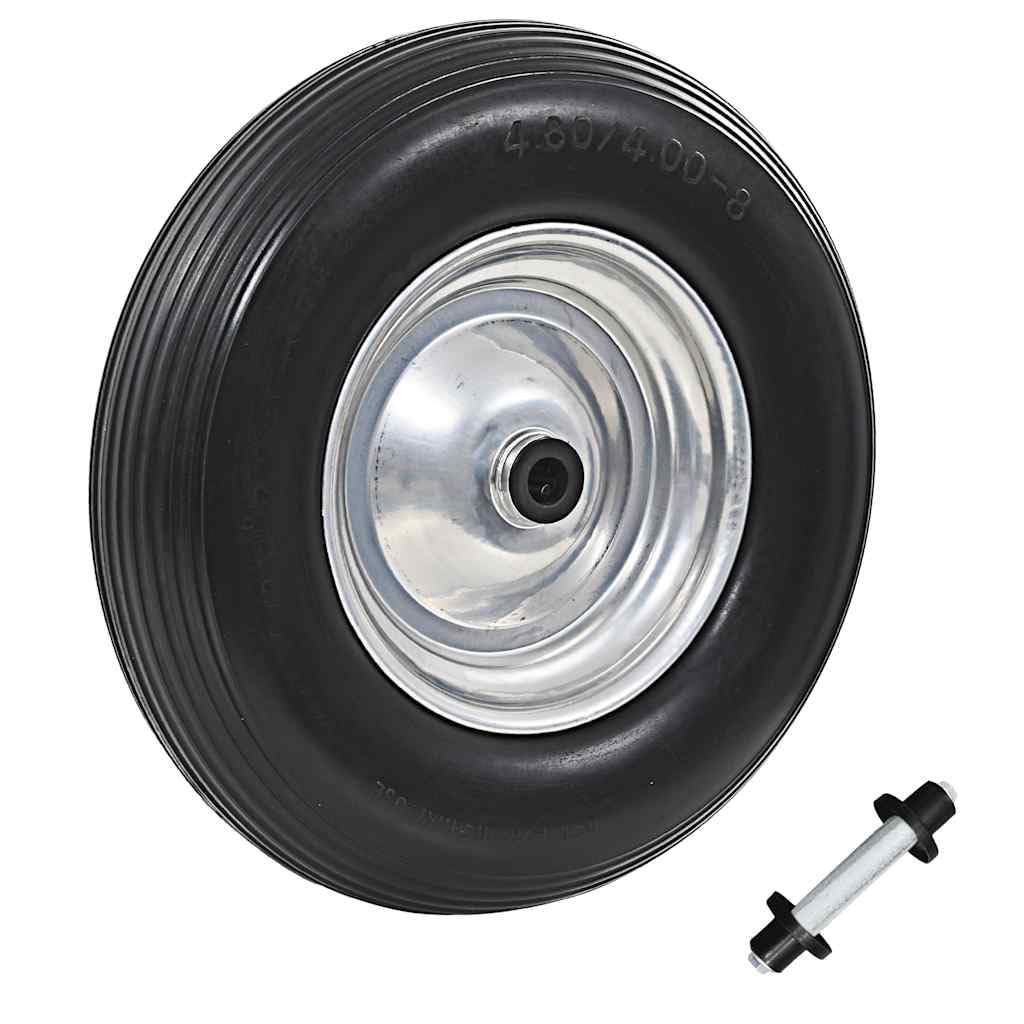 Rueda de carretilla con eje de poliuretano macizo, neumáticos sólidos 4,00 – 8, 390 mm, capacidad de carga 160 kg, para carro, carretilla de mano, ideal para taller, construcción, industria