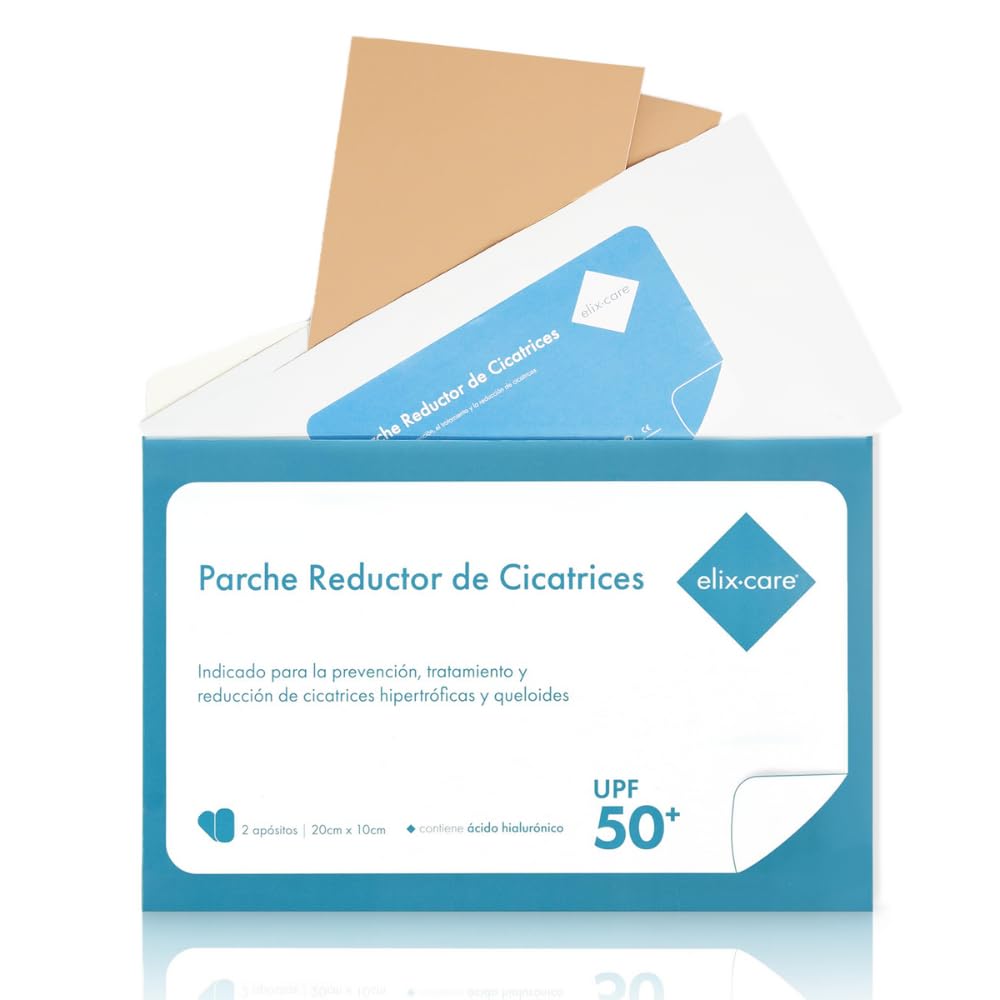 2 Parches Reductores de Cicatrices con Ácido Hialurónico [20x10 cm] - Tratamiento para Cicatrices y Queloides: Cesárea, Mamoplastia, Cirugías Estéticas o Generales