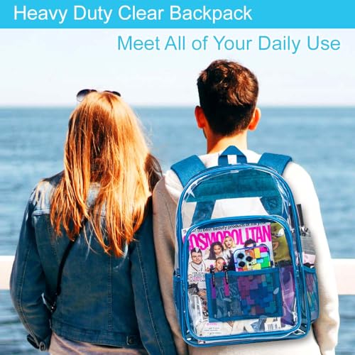 Image of AGSDON Clear Backpack, Heavy Duty Transparent Bookbag, See Through PVC Backpacks for Women Men