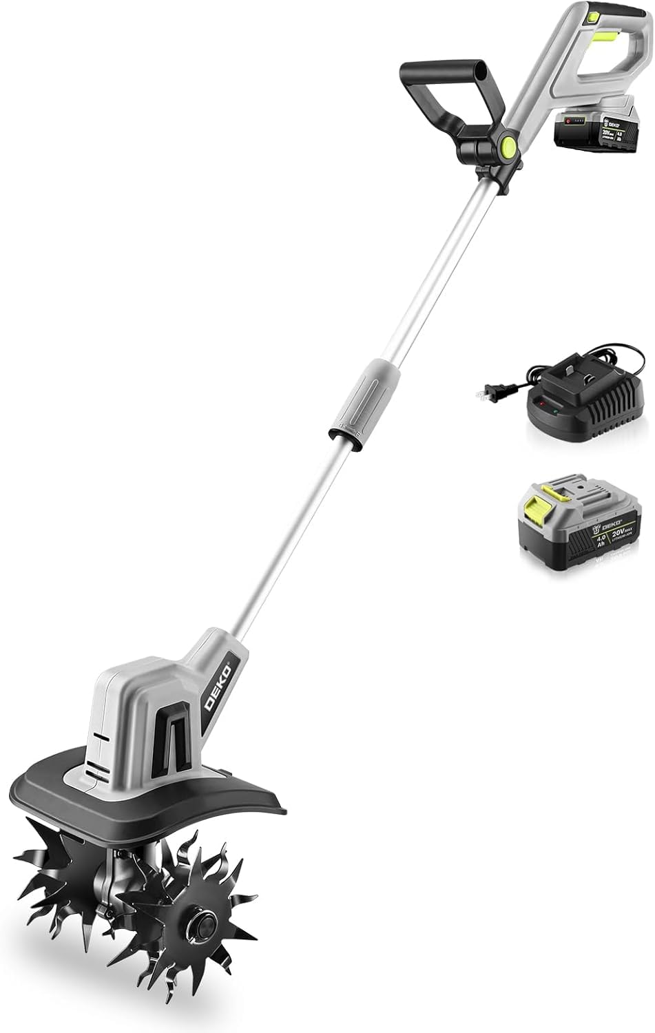 DEKOPRO 耕運機 家庭用 充電式耕うん機 耕幅228mm/耕深167mm 電動耕運機 小型 コードレス 4Ahバッテリー付き 軽量 組み立て簡単 家庭菜園 庭園 水田畑 農業土耕す
