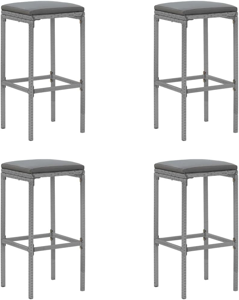 Furniture Sets 5 Piece Patio Bar Set with Cushions Gray Poly Rattan,Stylish and Functional Garden Bar Set for Outdoor Living Spaces Outdoor Furniture