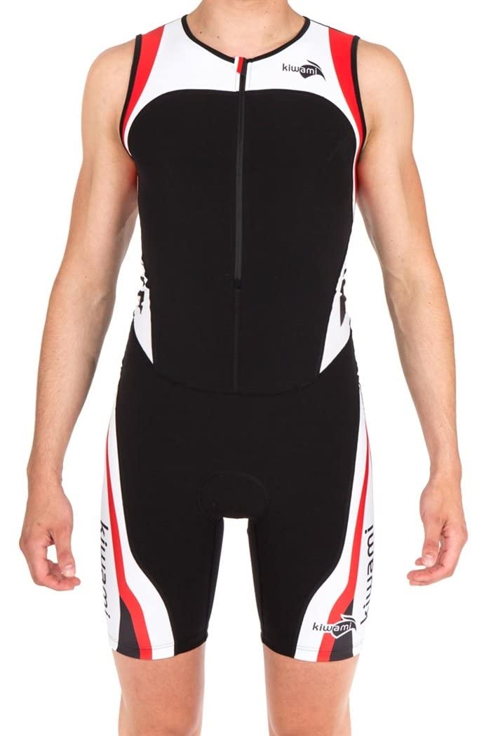 Kiwami Rio LD Men's Trisuit - Tri Suits - Triathlon Trisuit Men (Black/Red, X-Small)