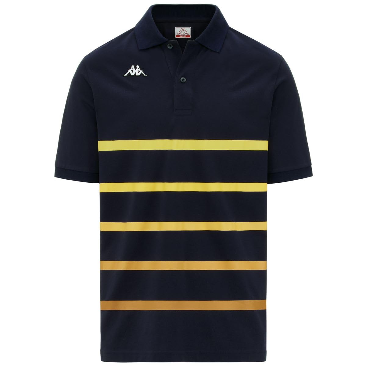 Kappa Feystripe Polo de Sport Confortable et Stylé, Bleu Marine, Jaune Buttercup et Y, Taille 3XL