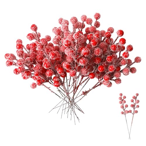 XHYASD 20 Stück Rote Beeren Deko Weihnachten, Beerenzweig Künstlich,...