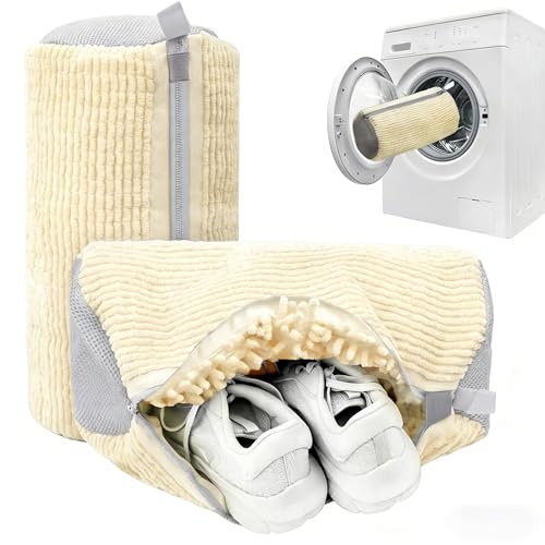 MURAEL Shoe Washing Machine Bag,Laundry Shoe Bag For Washer And Dryer,Shoe Washing Bag for Washing Machine, Shoe Cleaning Bag For All Shoe Types Reusable Shoe Washing Bag (Beige 2pcs)