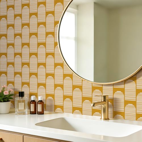 Papier peint géométrique FunStick sans colle rénovation murale bohème rapide