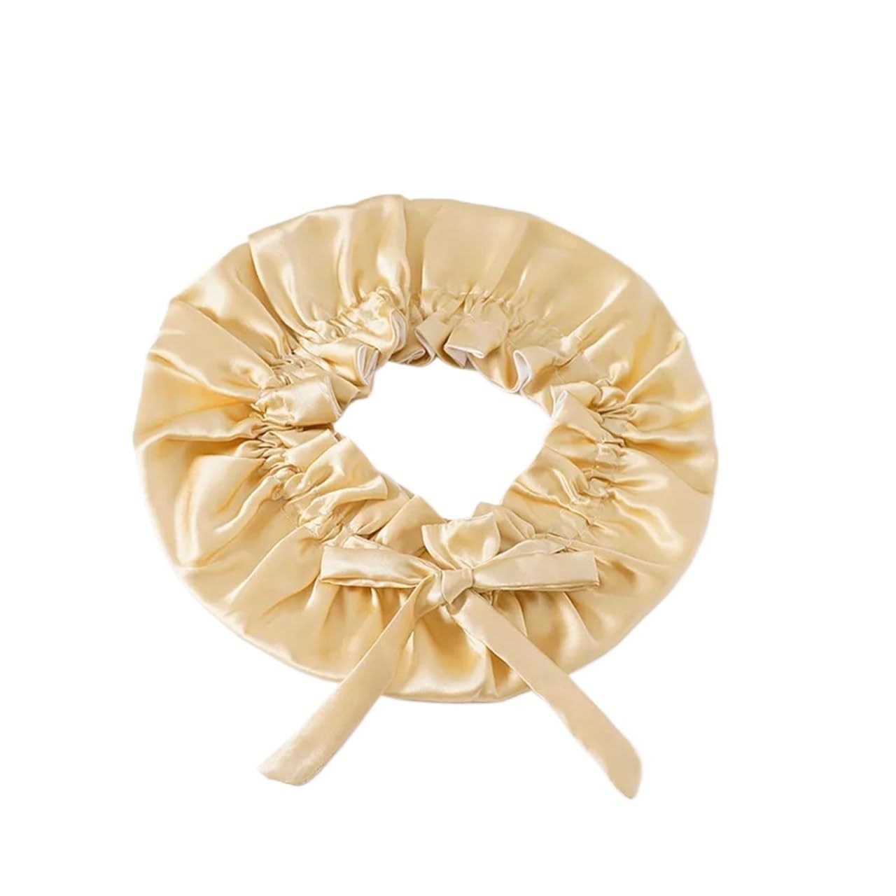 Gorro De Seda Gorro de Seda de Morera con Nudo de Lazo Nocturno, Gorro Redondo for Mujer, Gorro for el Cuidado del Cabello, Banda elástica for el Cabello para El Cuidado del Cabello(Gold)