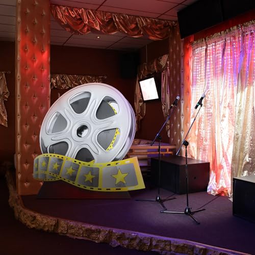 Image of DoubleFill 4 ft Movie Awards Night Party Decorations Film Reel Cardboard Cutout Stand Up for VIP Celebrity Red Carpet Events Premiere Party Decor Movie Theme Photo Props for Prom Night Backdrop