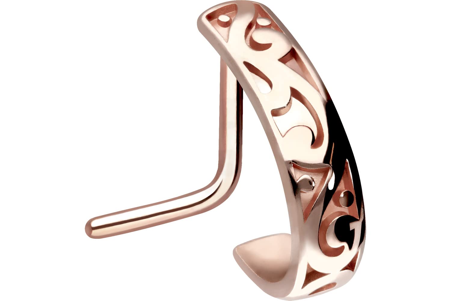 PIERCINGLINE 20G nose ring Surgical steel 316L nostril piercing jewelry | L shape nose ring in hoop optics Oriental Design | Nose studs for women and