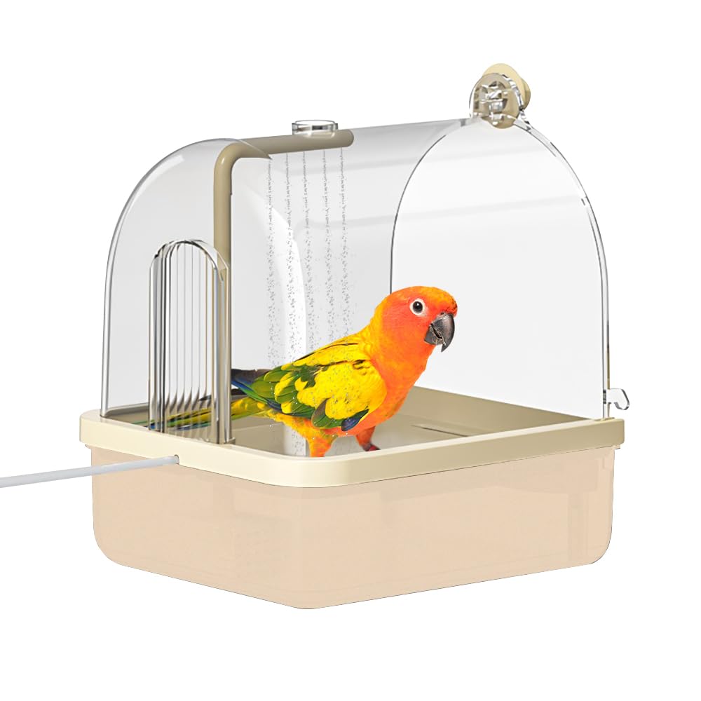 Bird Bath for Cage, Automatic Parakeet Bath with Pump, Indoor Bird Shower with Running Water, Filter, Bird Cage Accessory for Pet Birds, Lovebirds, Finches, Cockatiel