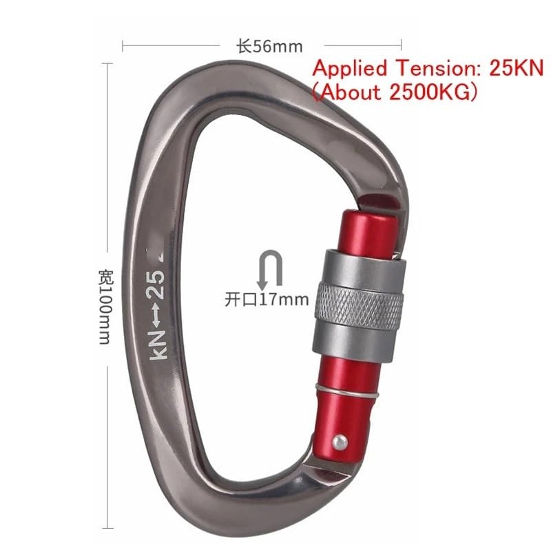 25KN Mousqueton professionnel en forme de D en aluminium pour extérieur Ascend Camping Outils Mousqueton (vert)