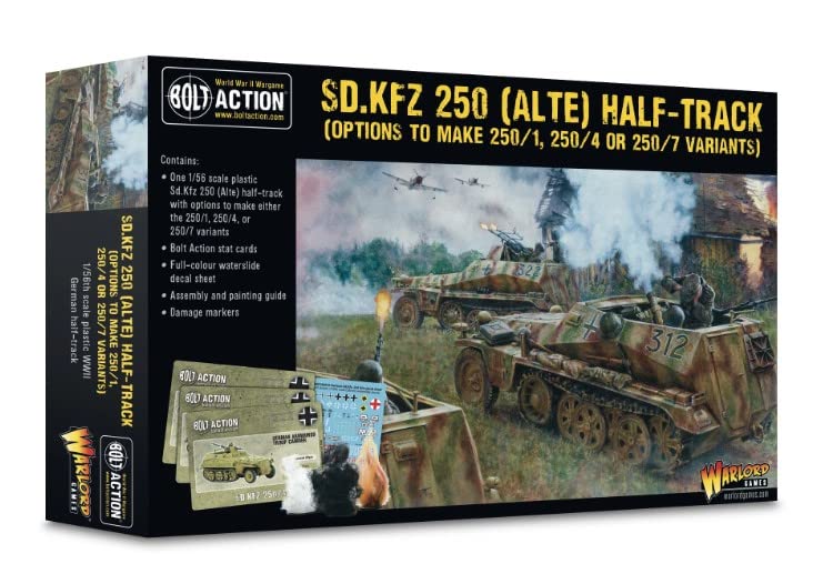 Warlord Games Bolt Action WWII Sd. Kfz (Options for 250/1, 250/4 & 250/7) Half Track 1:56 Military Table Top Wargaming Plastic Model Kit 402012053