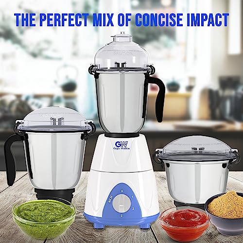 Image of GIGAWATTS 1000W All-in-One Mixer Grinder Blender Heavy Duty Industrial Grade Electric Mixy, Three Stainless Steel Clip Jars with 3 Speed Control 21000 RPM (1 Year Warranty)