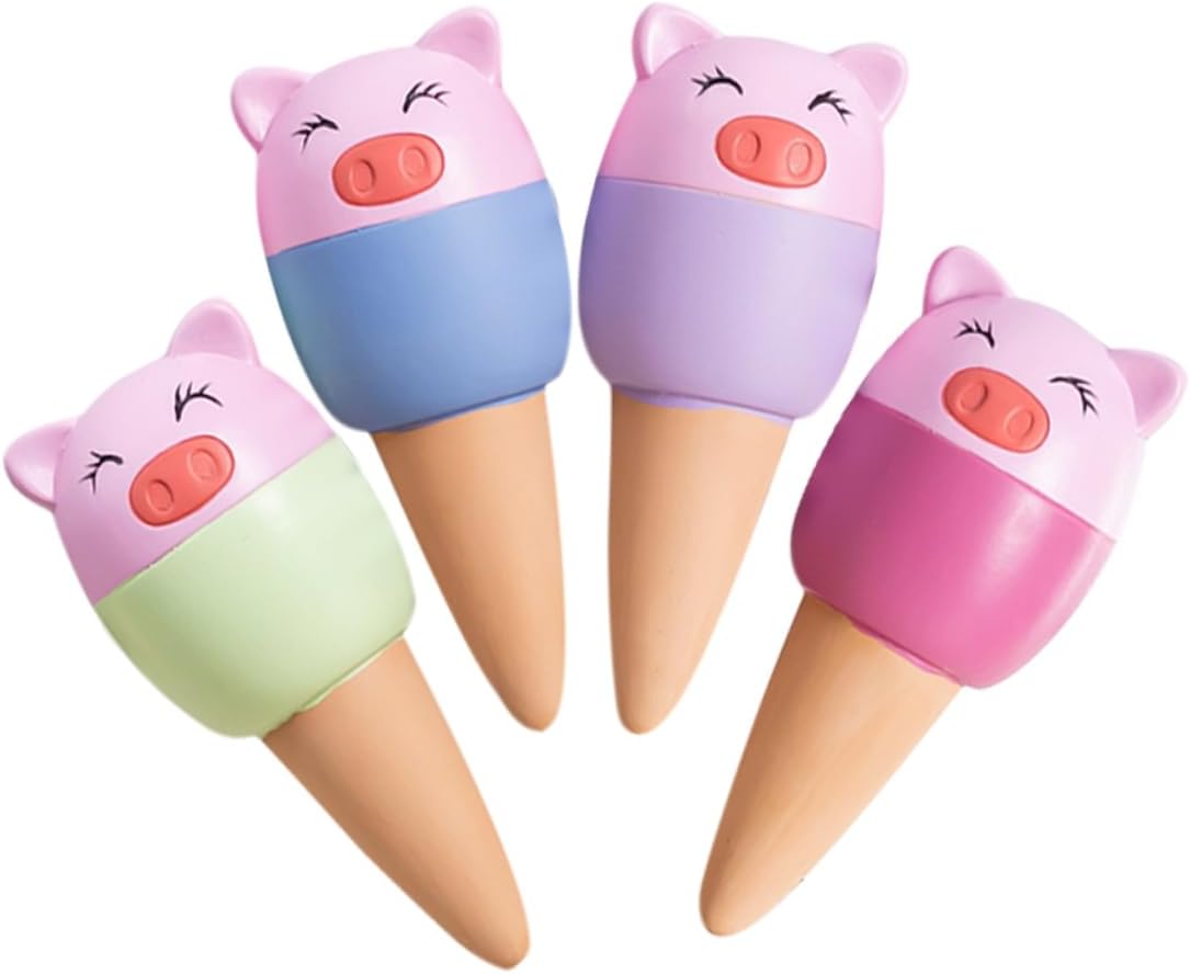 Milisten 4Pcs Terracotta Self Watering Spikes Cute Pig Watering Globes for Efficient Plant Care Automatic Drip Irrigation System for Gardening