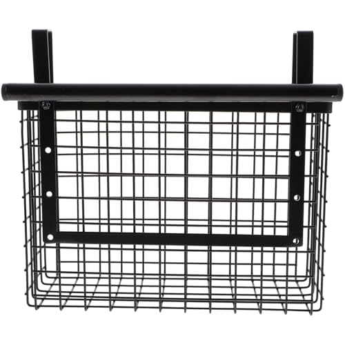 Sewroro Cesta Colgante para Gabinete Cocina Organizador de Pared Negro Malla Metálica Resistente Soporte para Verduras y Condimentos Estante sin Clavos para Almacenamiento en Hogar