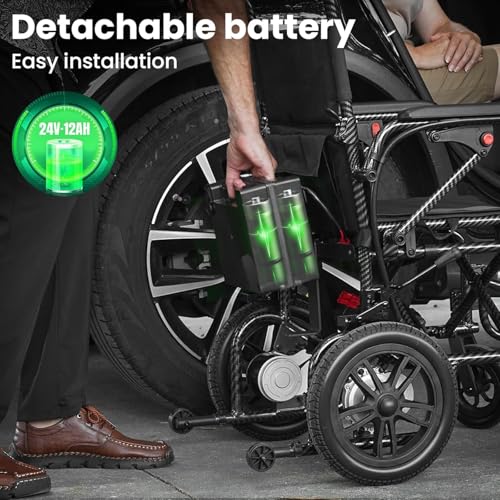 Image of Electric Wheelchairs for Adults,Lightweight Foldable Wheelchair 15 Miles Long Travel Range, 360 Joystick Control Motorized Wheelchair, Support 286 lbs with LED Light Power Wheelchair (Purple)
