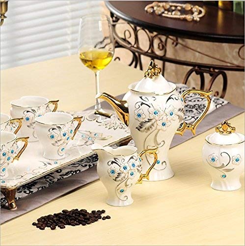 Juego de café de cerámica esmaltada tetera jarra olla azucarero de tazas de porcelana plato cuchara candy azúcar platos…