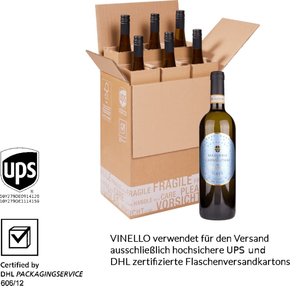Masseria Dei Carmelitani Gavi di Gavi DOCG Vite Colte Weißwein 6 x 0,75l VINELLO - 6 x Weinpaket inkl. kostenlosem VINELLO.weinausgießer